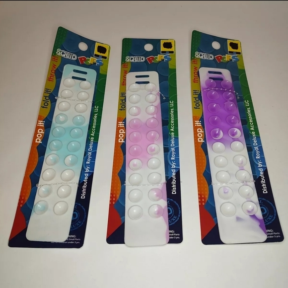 Lot of 3 Royal Deluxe Accessories, LLC Squid Pops Toy Fidget Push Fold Throw Fun - Picture 2 of 11